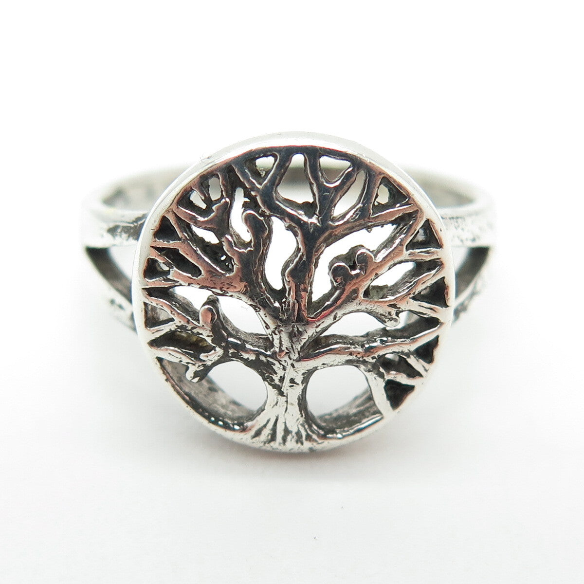 925 Sterling Silver Vintage Tree of Life Ring Size 8.75