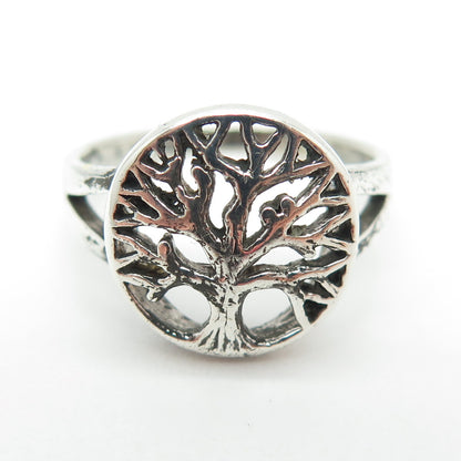 925 Sterling Silver Vintage Tree of Life Ring Size 8.75