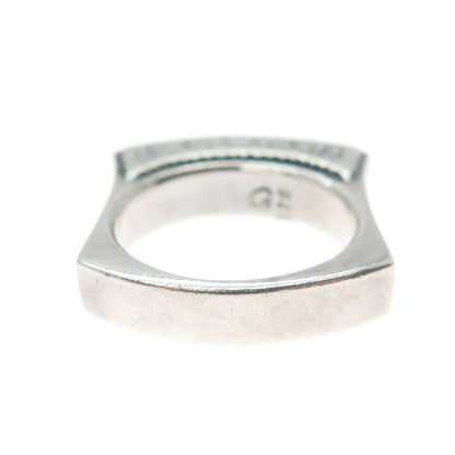 BRIGHTON 925 Sterling Silver Vintage Modernist Ribbed Oxidized Ring Size 7