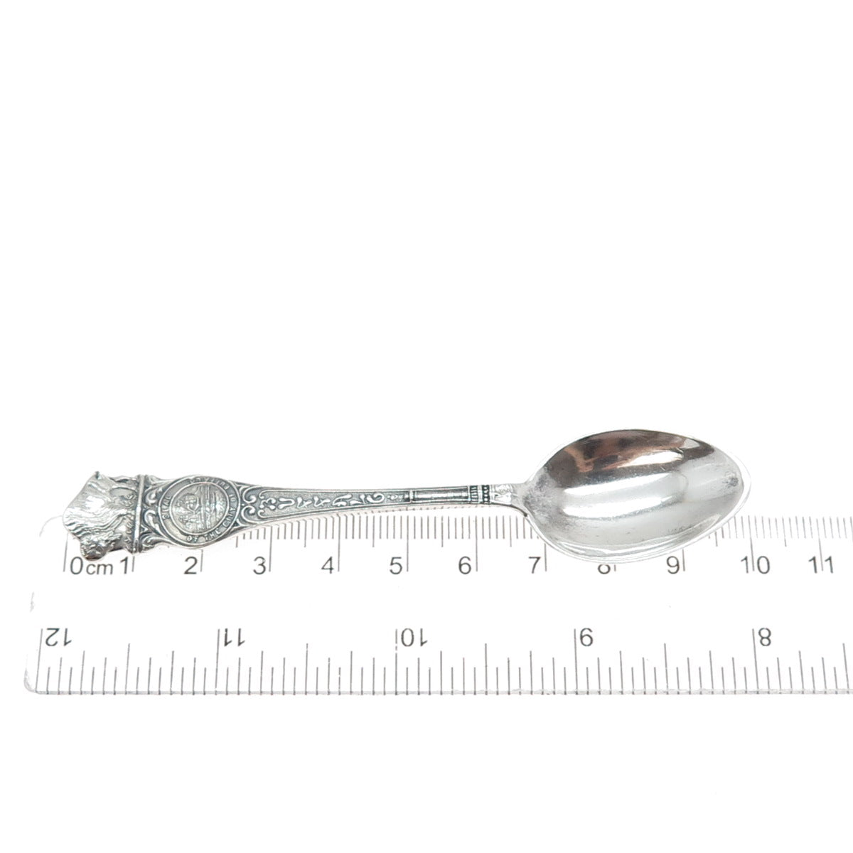 925 Sterling Silver Antique Art Deco Seal of Buffalo States Cities Coffee Spoon