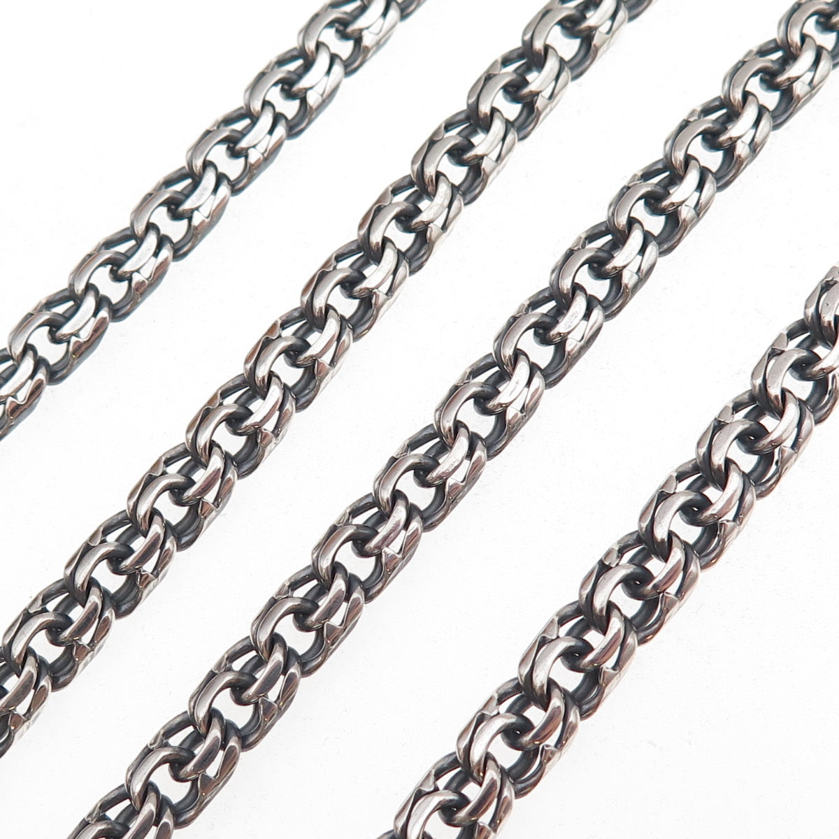 875 Silver Vintage Bismark Oxidized Chain Necklace 24"