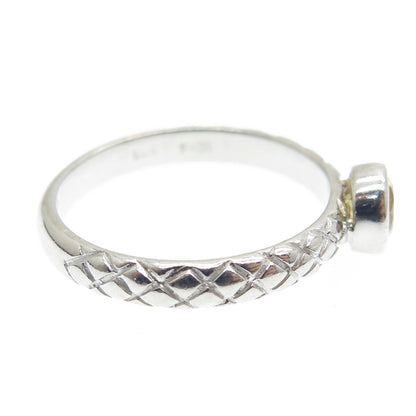 FADI 925 Sterling Silver Real Lime Citrine Gem Cage / Wicker Ring Size 7.75