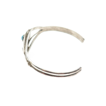 Old Pawn 925 Sterling Silver Vintage Turquoise Bear Paw Adjustable Bracelet 5"