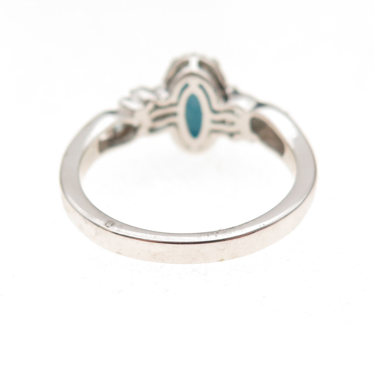 Chuck Clemency 925 Sterling Silver Real Turquoise & Blue Topaz Ring Size 8.25
