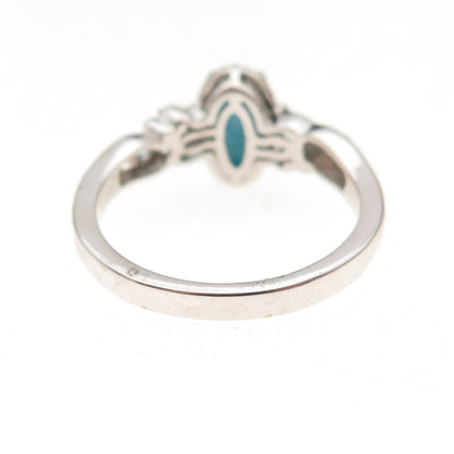 Chuck Clemency 925 Sterling Silver Real Turquoise & Blue Topaz Ring Size 8.25