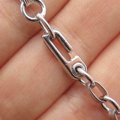 925 Sterling Antique Enamel Union Flag Feather Horseshoe Key Charm Bracelet 6.5"