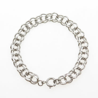 A&Z HAYWARD 925 Sterling Silver Vintage Double Rolo Link Bracelet 7"