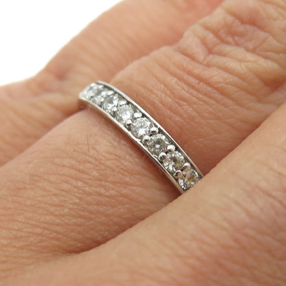 925 Sterling Silver Round-Cut C Z "Endless Love" All Around Eternity Ring Size 6