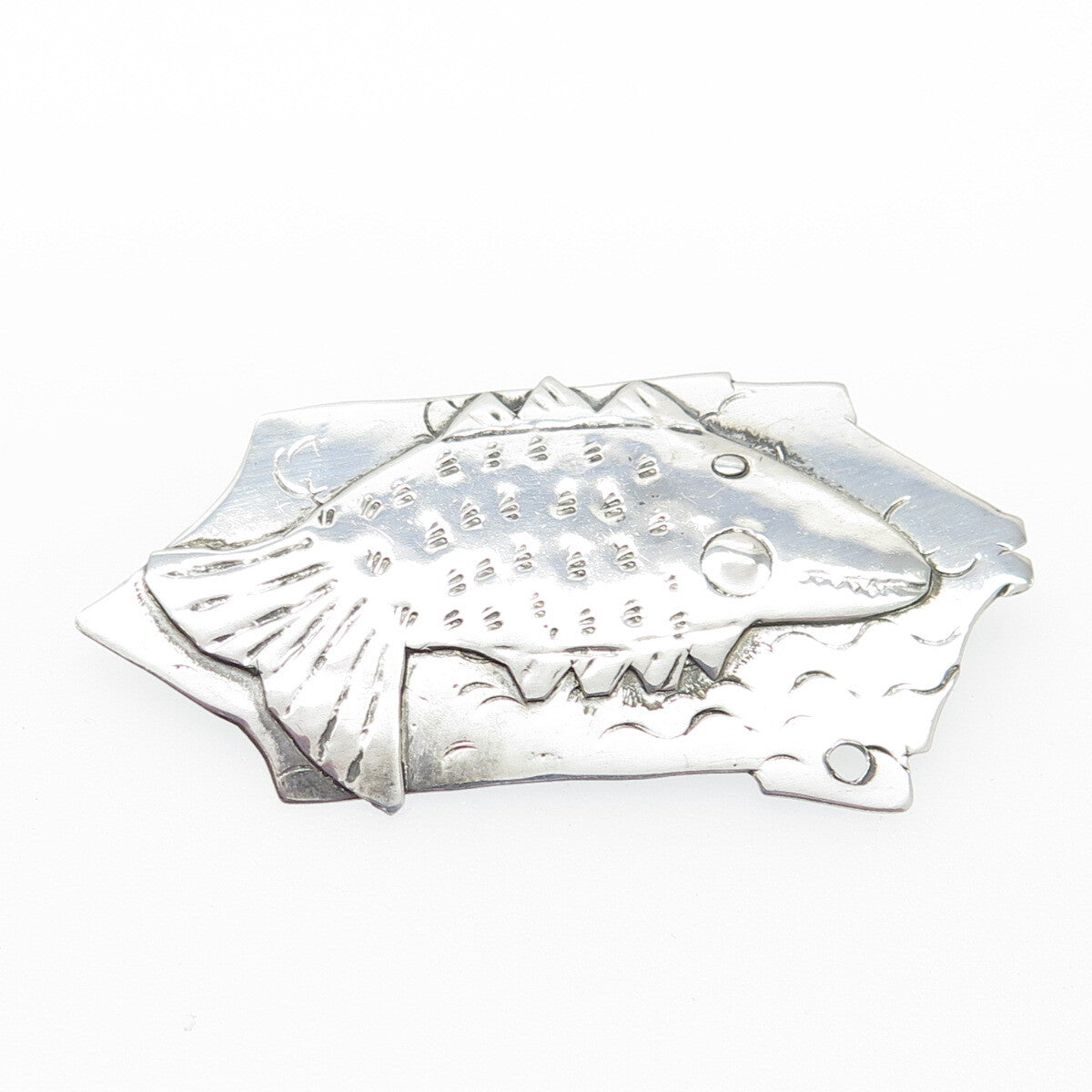 EPW Pamela Worthington 925 Sterling Silver Vintage Modernist Fish Pin Brooch