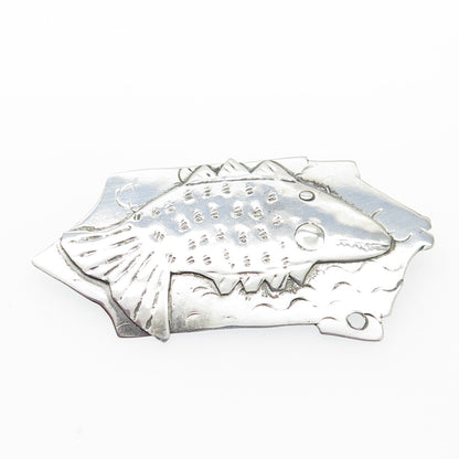 EPW Pamela Worthington 925 Sterling Silver Vintage Modernist Fish Pin Brooch