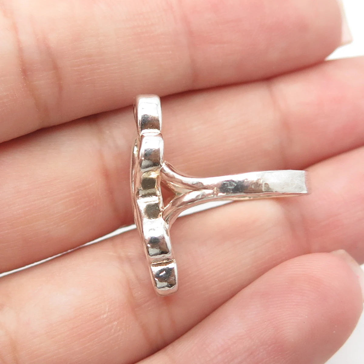 925 Sterling Silver Vintage Swirl Cocktail Ring Size 5.5