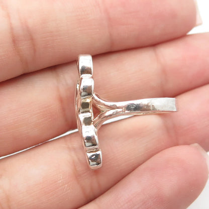 925 Sterling Silver Vintage Swirl Cocktail Ring Size 5.5