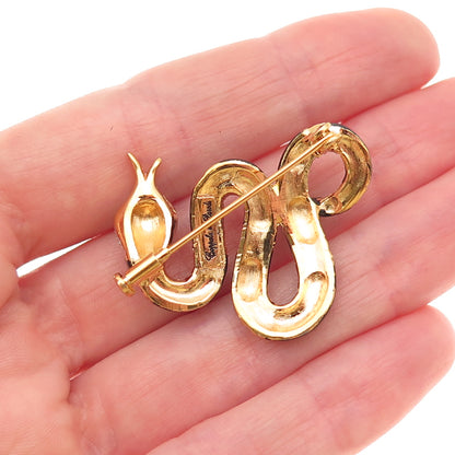 Coppola e Parodi Gold Plated Vintage Enamel & C Z Snake Pin Brooch