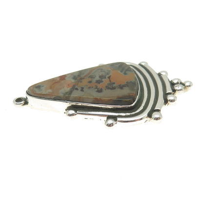 ELYSIUM INC. 925 Sterling Silver Vintage Real Jasper Modernist Pendant