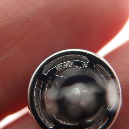 JANE SEYMOUR 925 Sterling Silver Round-Cut C Z Crescent Stud Earrings