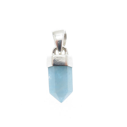 925 Sterling Silver Vintage Real Milky Aquamarine Amulet Mini Charm Pendant