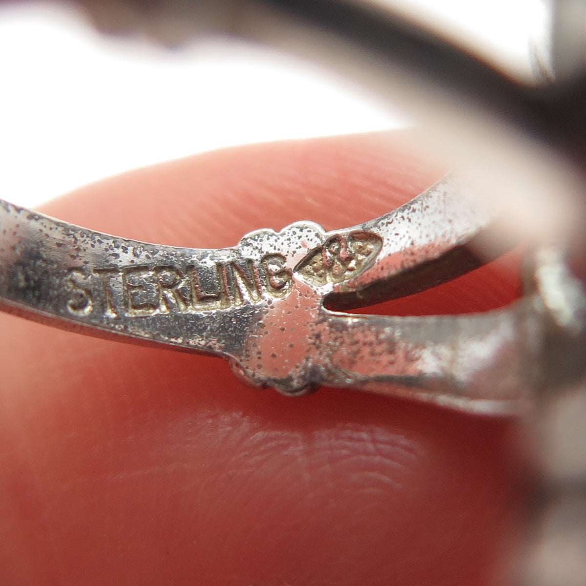 CLARK & COOMBS Sterling Silver Antique Art Deco Real Black Onyx Ring Size 4.75
