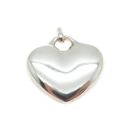 925 Sterling Silver Vintage Italy Puffy Heart Modernist Pendant