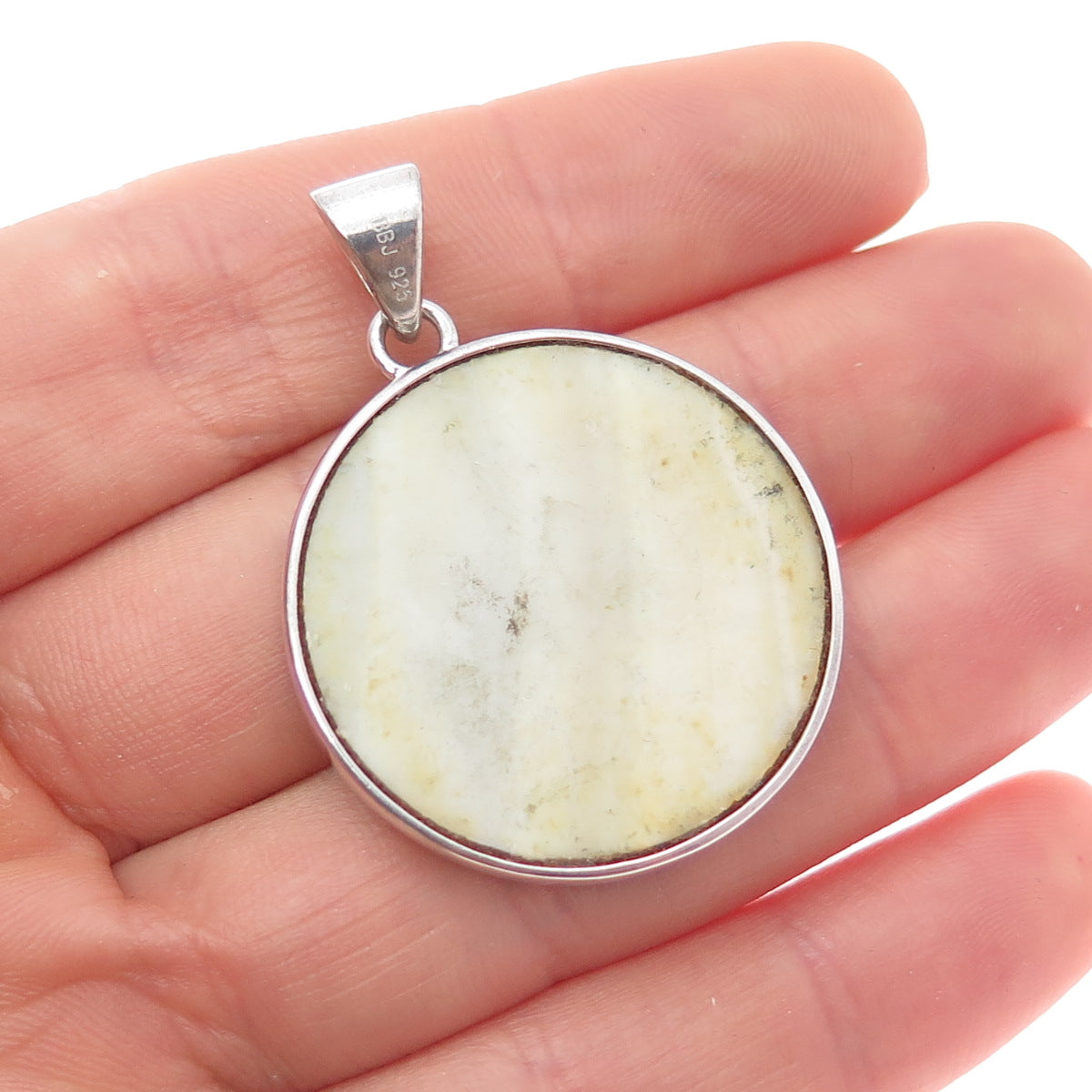 925 Sterling Silver Vintage Real Abalone Shell Sun Pendant