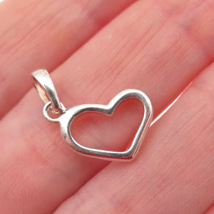925 Sterling Silver Vintage Open Heart Mini Charm Pendant