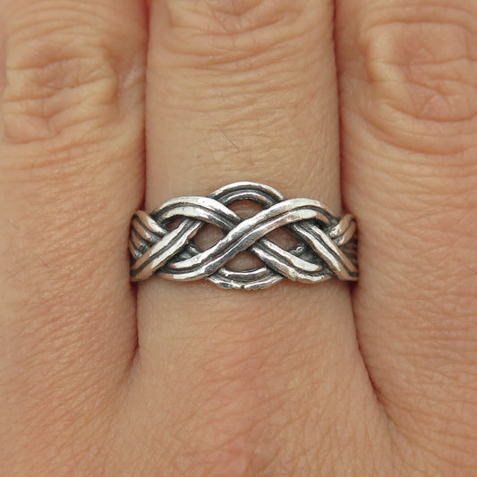 925 Sterling Silver Vintage Viking / Celtic Knot Ring Size 10