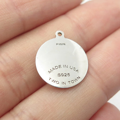 925 Sterling Silver USA Two In Town Horse Charm Pendant