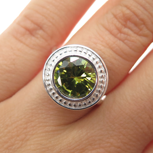 CHUCK CLEMENCY 925 Sterling Silver Real Peridot Interchangeable Ring Size 6