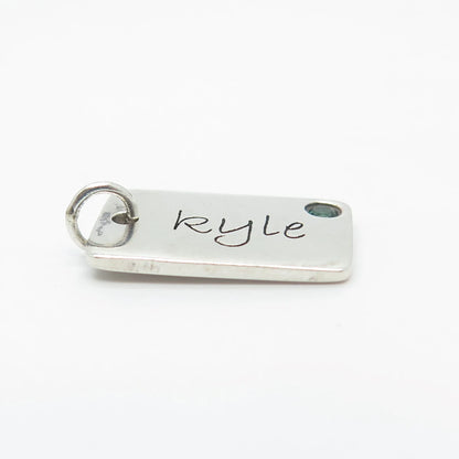 925 Sterling Silver POSH Mommy Green C Z "Kyle" Personalized Charm Pendant
