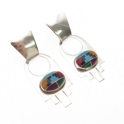 VanHorne Collection Old Pawn Sterling Silver Vintage Multi-Gem Dangle Earrings