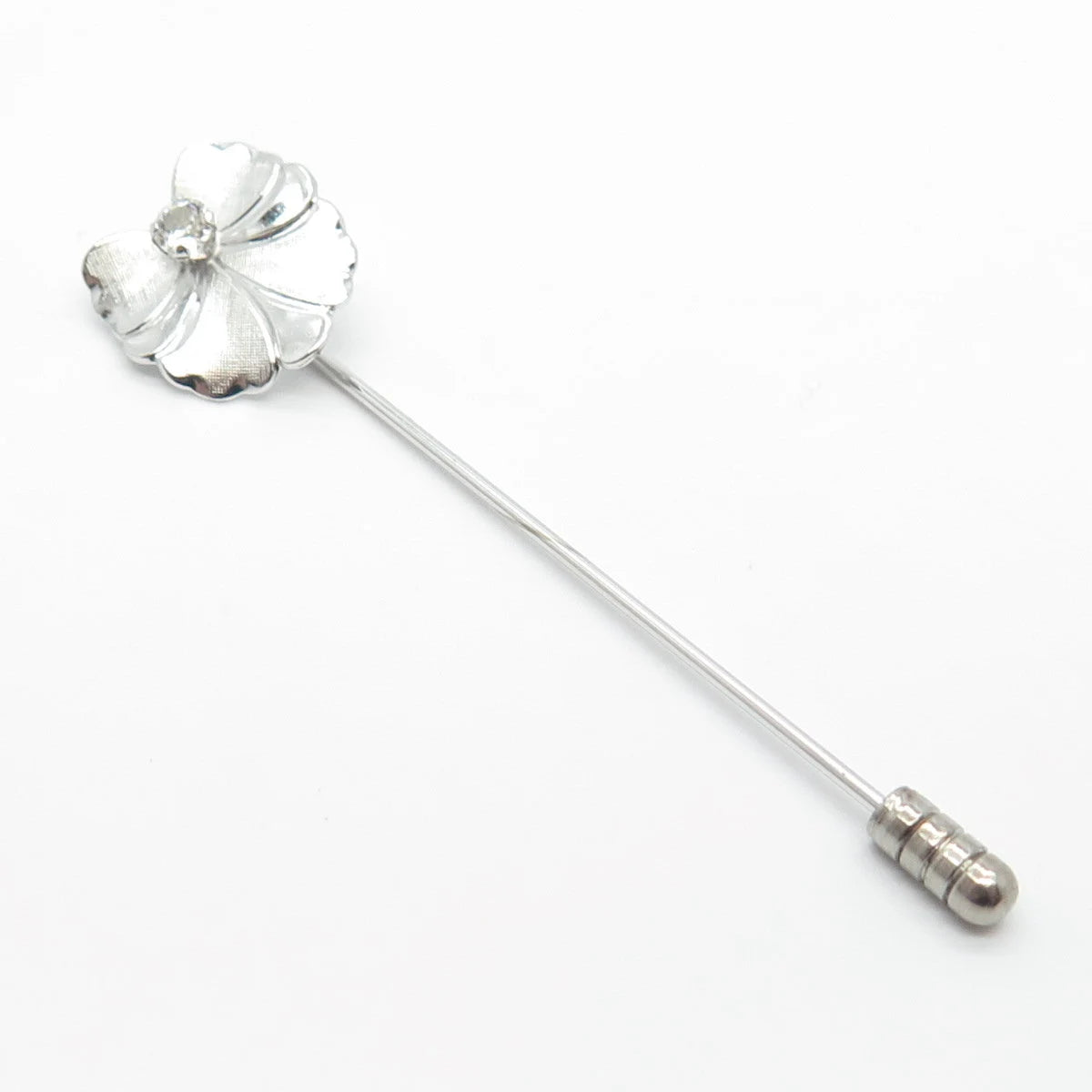 925 Sterling Silver Vintage C Z Bow Lapel Pin