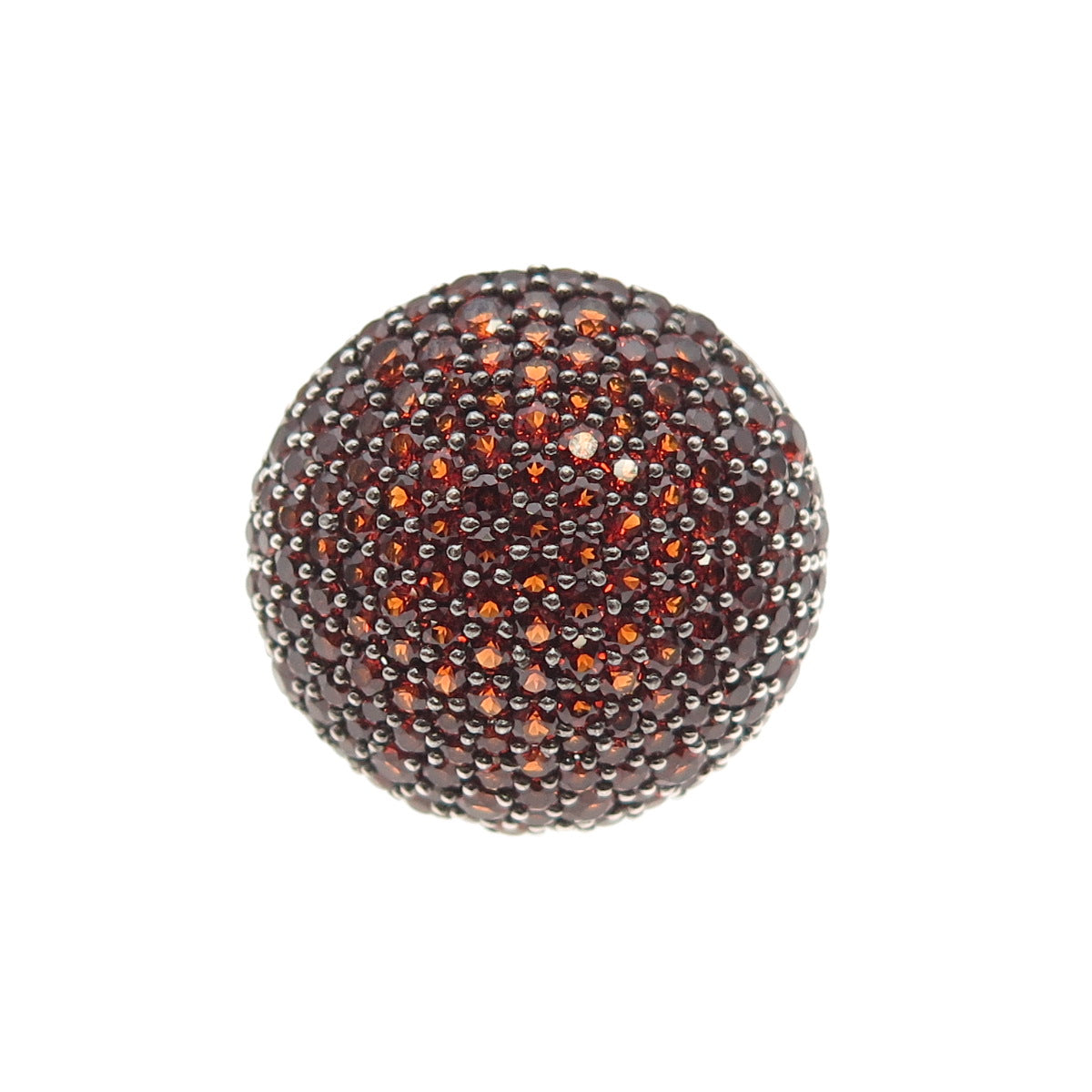 925 Sterling Silver Real Round-Cut Red Garnet Dome Ring Size 7.25