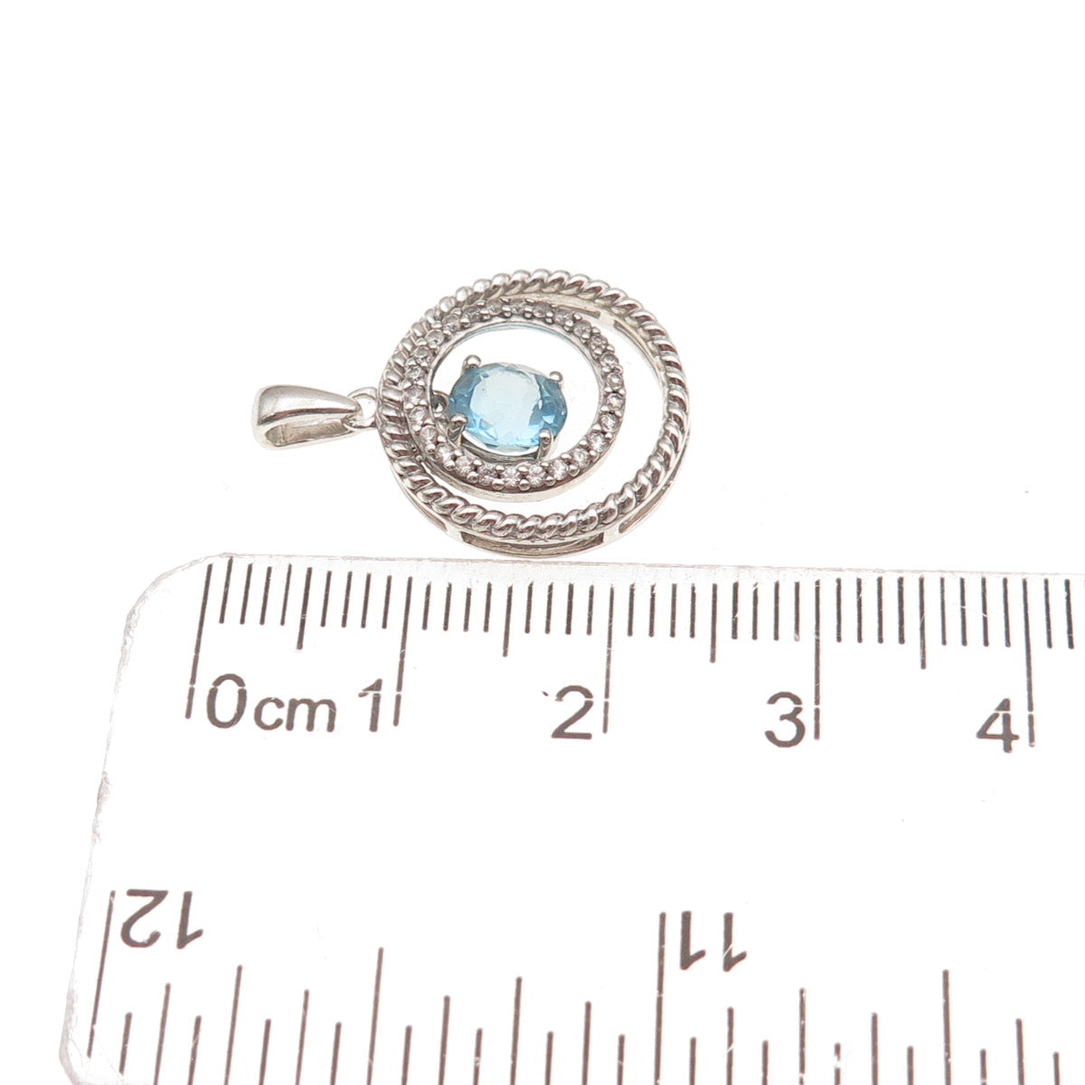 Jane Seymour 925 Sterling Silver Real White & Blue Topaz Charm Pendant