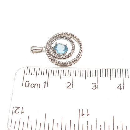 Jane Seymour 925 Sterling Silver Real White & Blue Topaz Charm Pendant