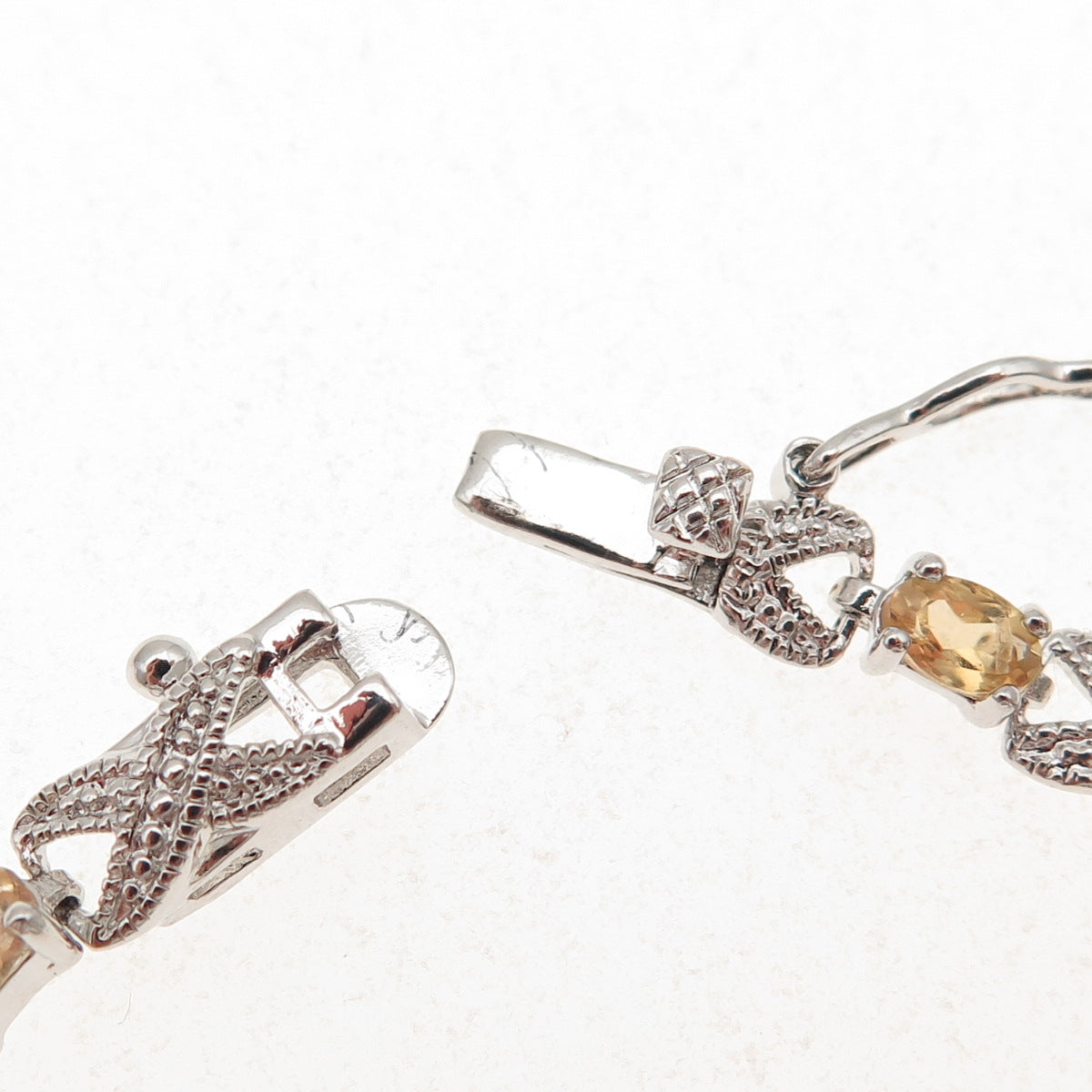 DBJ Dee Berkle 925 Sterling Real Diamond Accent Citrine Infinity Bracelet 7.25"