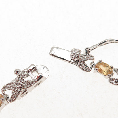 DBJ Dee Berkle 925 Sterling Real Diamond Accent Citrine Infinity Bracelet 7.25"