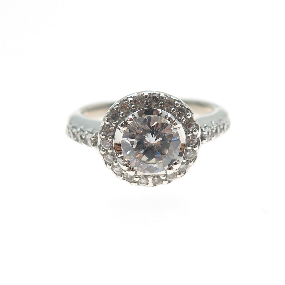 925 Sterling Silver Round-Cut C Z Engagement Ring Size 7