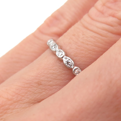 Platinum Antique Art Deco Real Diamond Stackable Eternity Band Ring Size 6.25