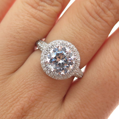 925 Sterling Silver Round-Cut C Z Engagement Ring Size 6.75