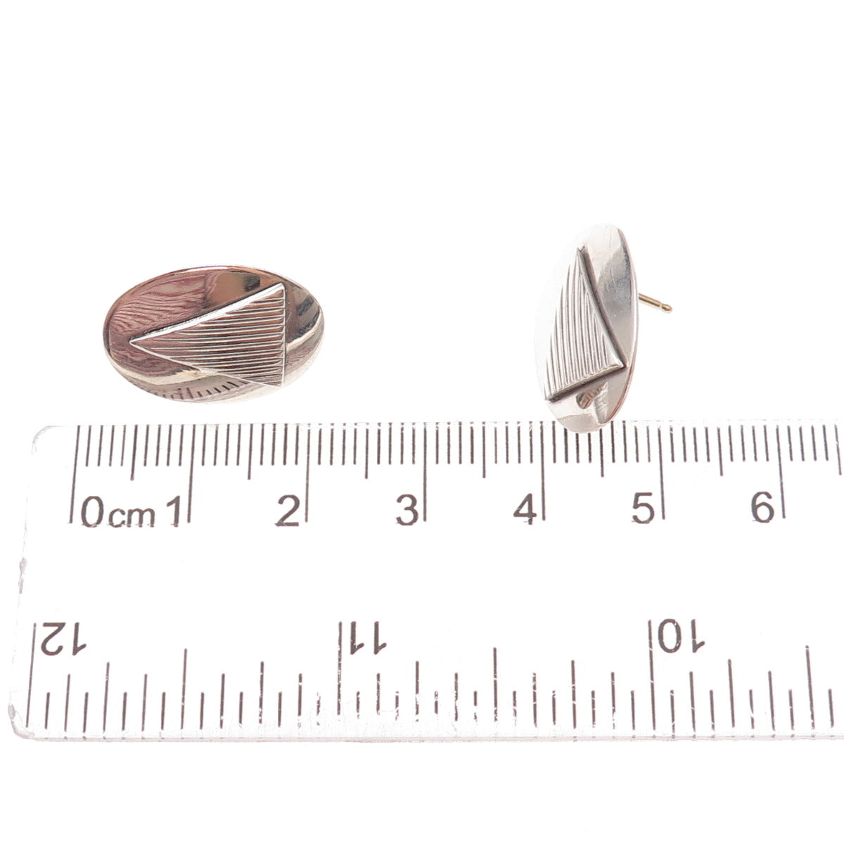 Leonore Doskow 925 Sterling Silver 14K Gold Posts Vintage Modernist Earrings