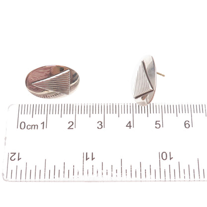 Leonore Doskow 925 Sterling Silver 14K Gold Posts Vintage Modernist Earrings