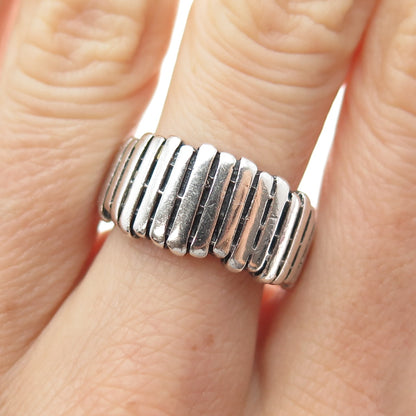 GC GODFREY CARTER 925 Sterling Silver Vintage Modernist Ribbed Ring Size 8.25