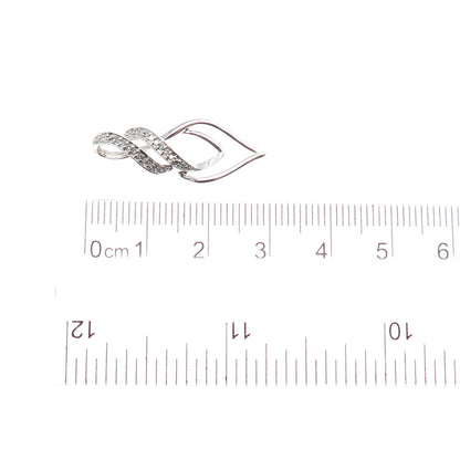 SUN 925 Sterling Silver Real Round-Cut Diamond Twisted Charm Pendant