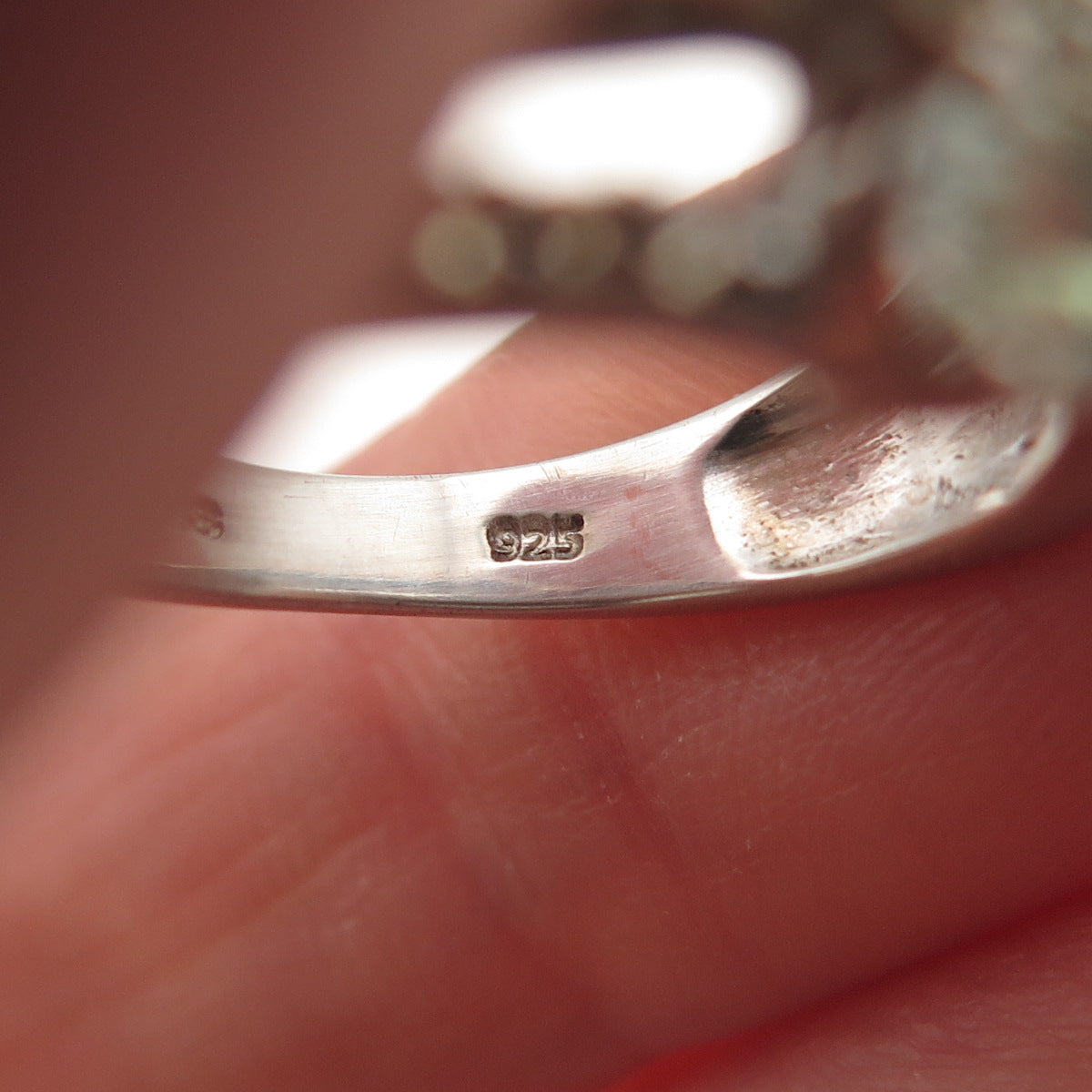 Chuck Clemency 925 Sterling Silver Real Green Amethyst Multi-Row Ring Size 6