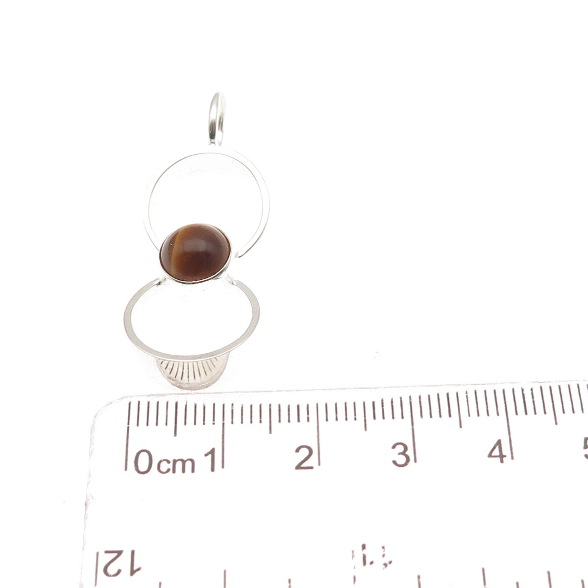Kultaseppa Salovaara Sterling Vintage Finland Real Tiger Eye Modernist Pendant
