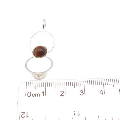 Kultaseppa Salovaara Sterling Vintage Finland Real Tiger Eye Modernist Pendant