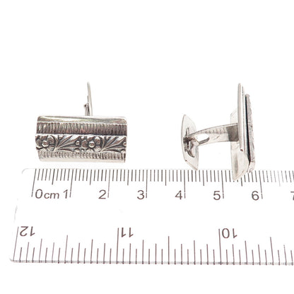 800 Silver Vintage KW Poland Forget Me Not Floral Oxidized Cufflinks