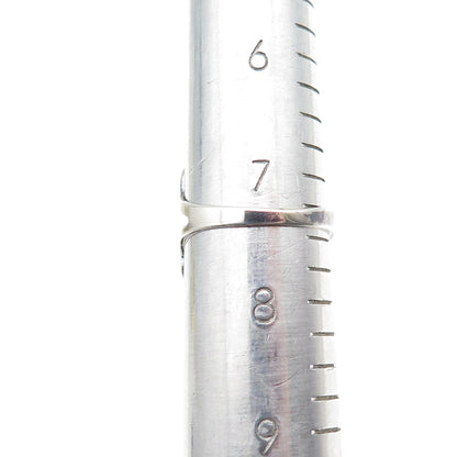 925 Sterling Silver Vintage Mexico Modernist Swirl Flower Oxidized Ring Size 7.5