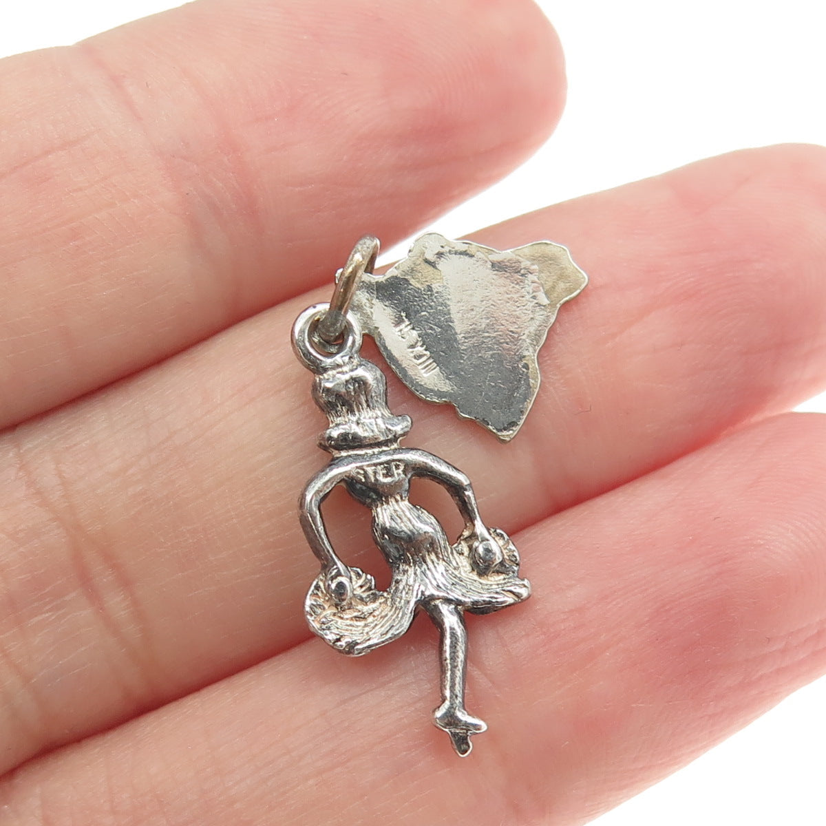 925 Sterling Silver Vintage "Hawaii" Dancing Girl 3D Pendant