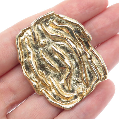 925 Sterling Silver Gold Plated Vintage Israel Modernist Pin Brooch / Pendant