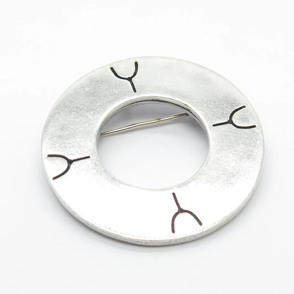 925 Sterling Silver Vintage Open Circle Pin Brooch / Pendant